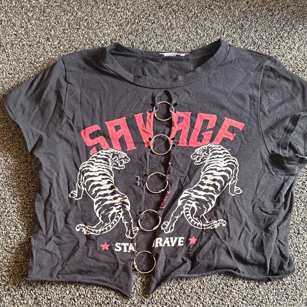 Savage Black and Red Graphic Tee